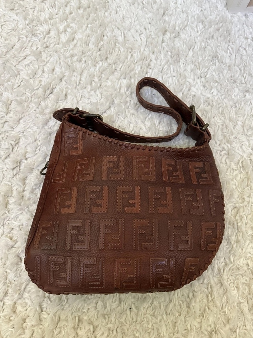 Fendi Brown Leather Oyster Bag